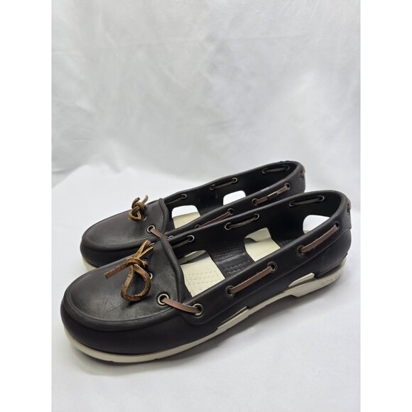 Crocs Women’s Beach Line Boat Shoes Size 8 Brown Lightweight Loafer - Picture 2 of 14